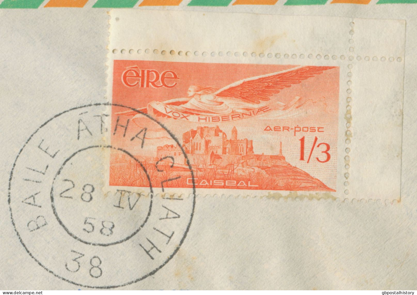IRLAND 1958 Flugpost 1/3 Als EF Mit K2 „BAILE ÁTHA CLIATH / 38“ Auf Pra.-Erstflug „DUBLIN – NEW YORK“ Mit Aer Linte Eire - Aéreo