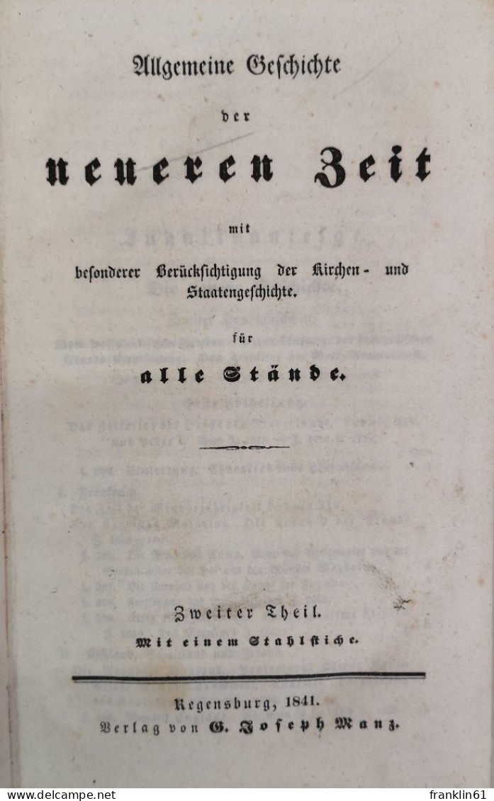 Allgemeine Geschichte Der Neueren Zeit Mit Besonderer Berücksichtigung Der Kirchen- Und Staatengeschichte Für - 4. Neuzeit (1789-1914)