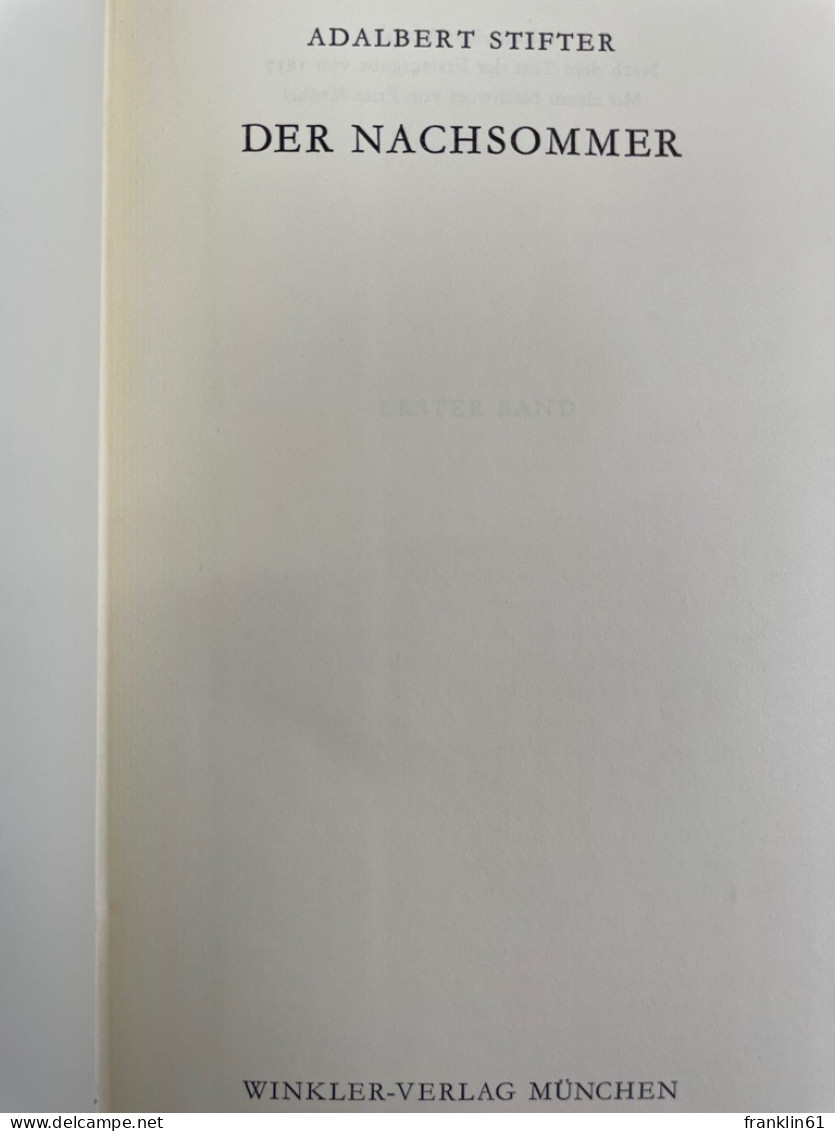 Der Nachsommer. - Poems & Essays