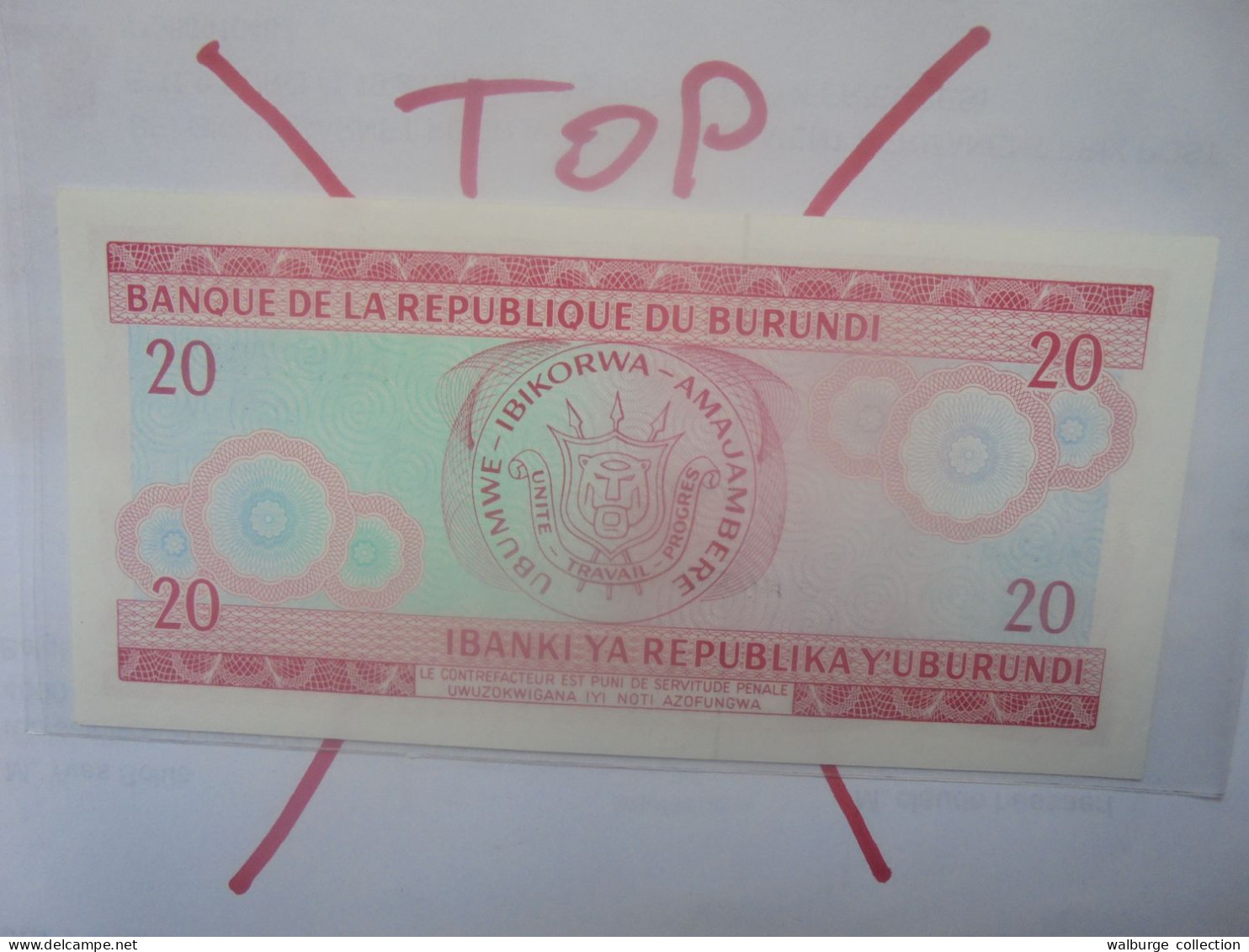 BURUNDI 20 FRANCS 1-7-77 Neuf (B.29) - Burundi