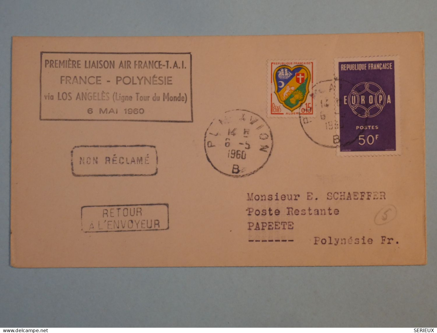 BT2 FRANCE  BELLE LETTRE  1960 1ER LIAISON  PARIS A PAPEETE POLYNESIE + AFF. PLAISANT+++ - Primi Voli