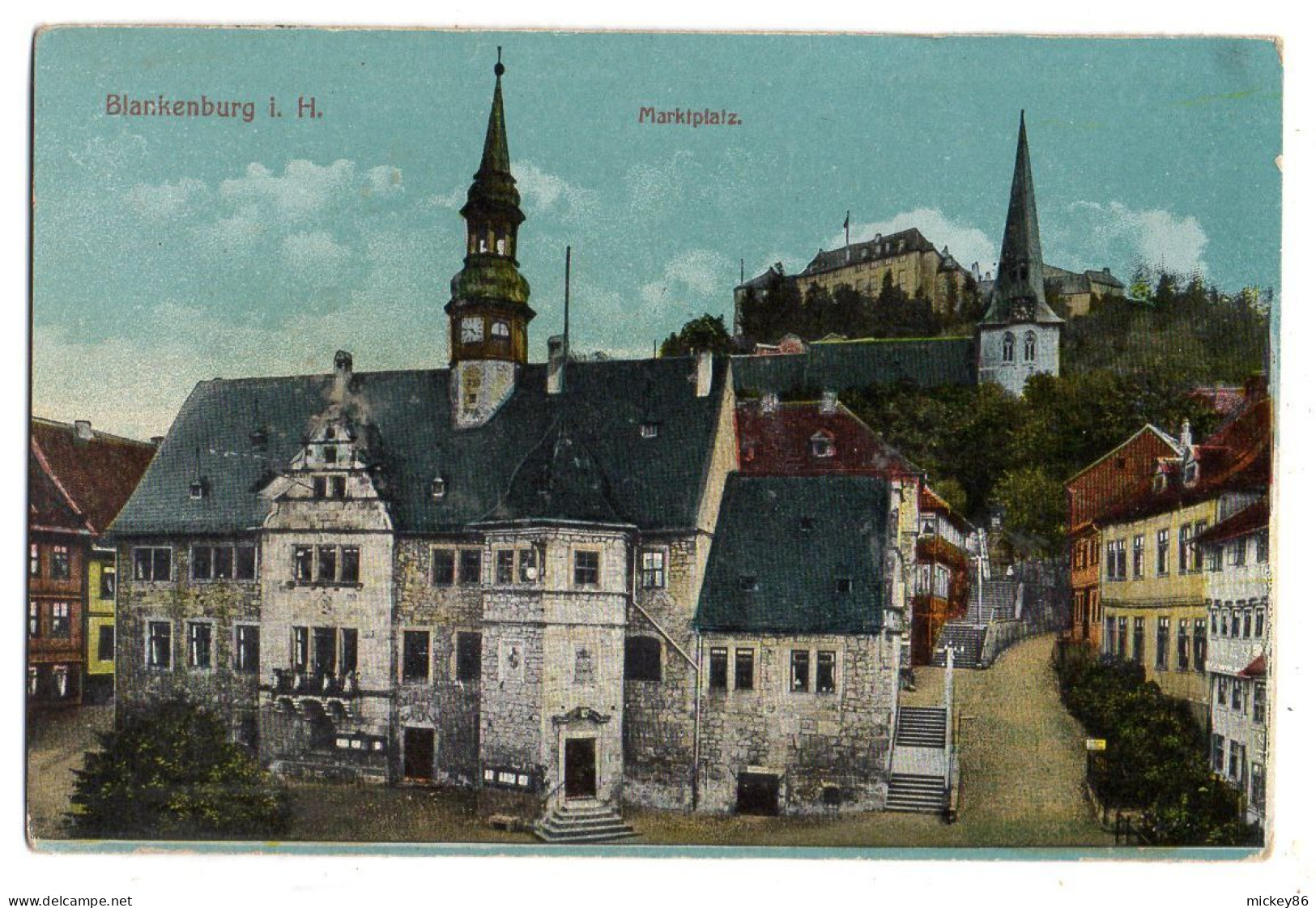 Allemagne--BLANKERBURG --1917-- Marktplatz....colorisée ......cachet - Blankenburg