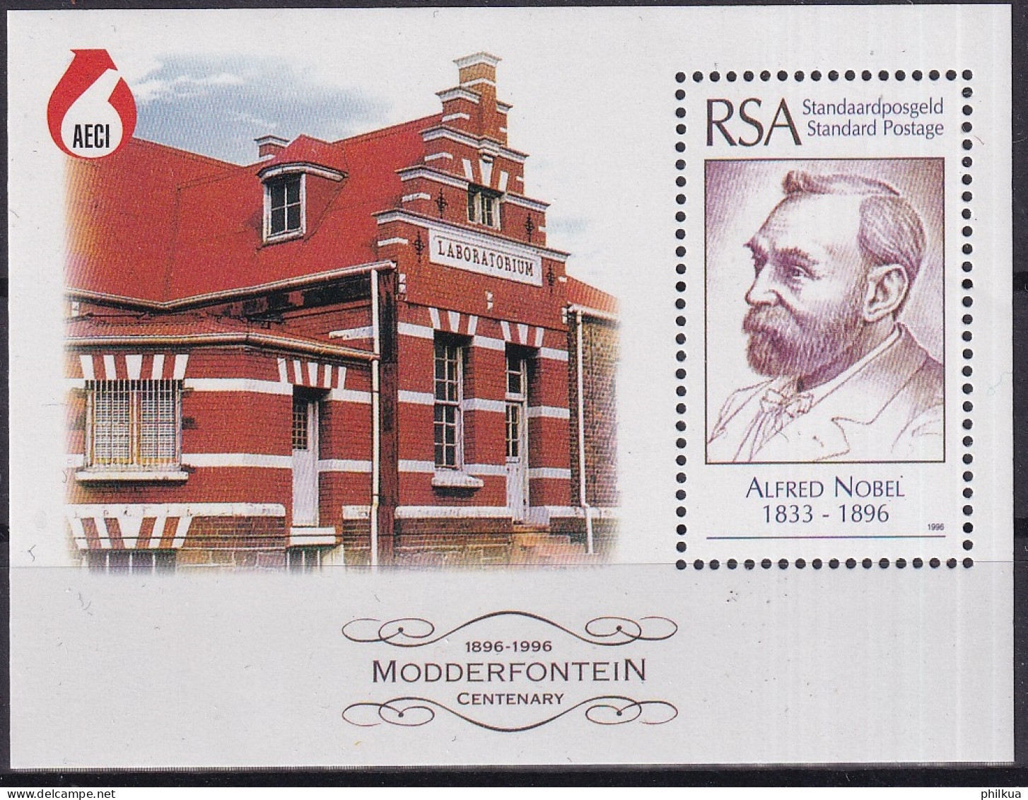 MiNr. Block 50 Südafrika 1996, 4. Nov. 100 Jahre Alfred-Nobel-Testament - Postfrisch/**/MNH  - Neufs