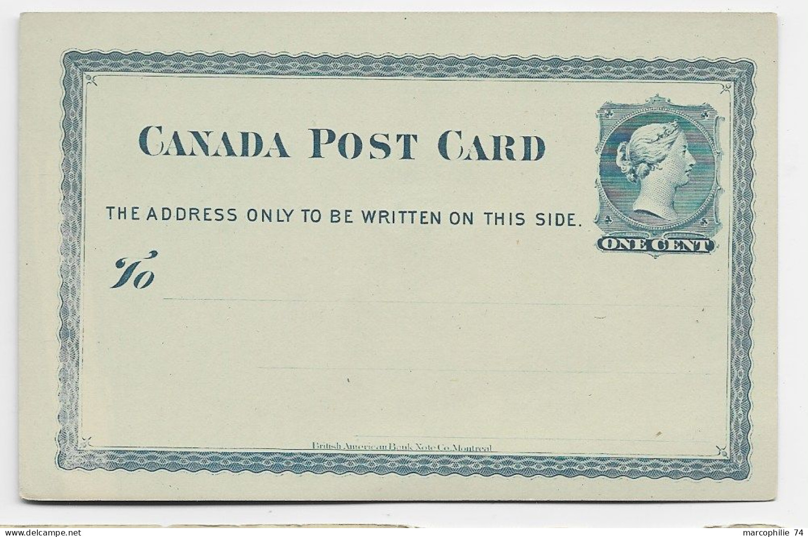 ENTIER CANADA ONE CENT POST CARD NEUF - 1860-1899 Regering Van Victoria