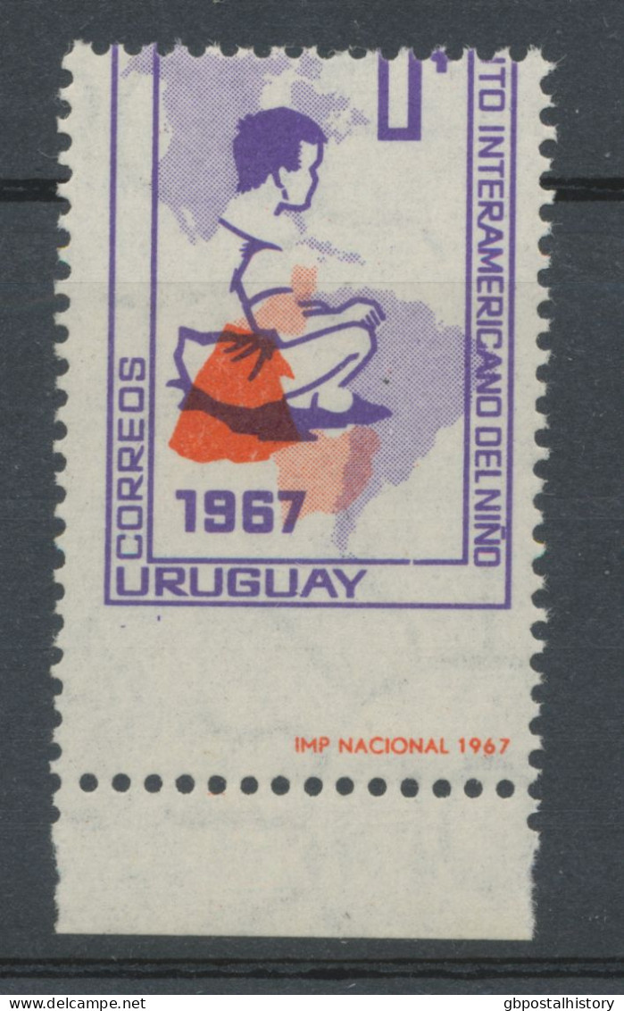 URUGUAY 1967 40.Jahrestag Gründung Des Interamerikanischen Instituts Für Das Kind 1P Postfrisches Kab.-Randstück ABART - Uruguay