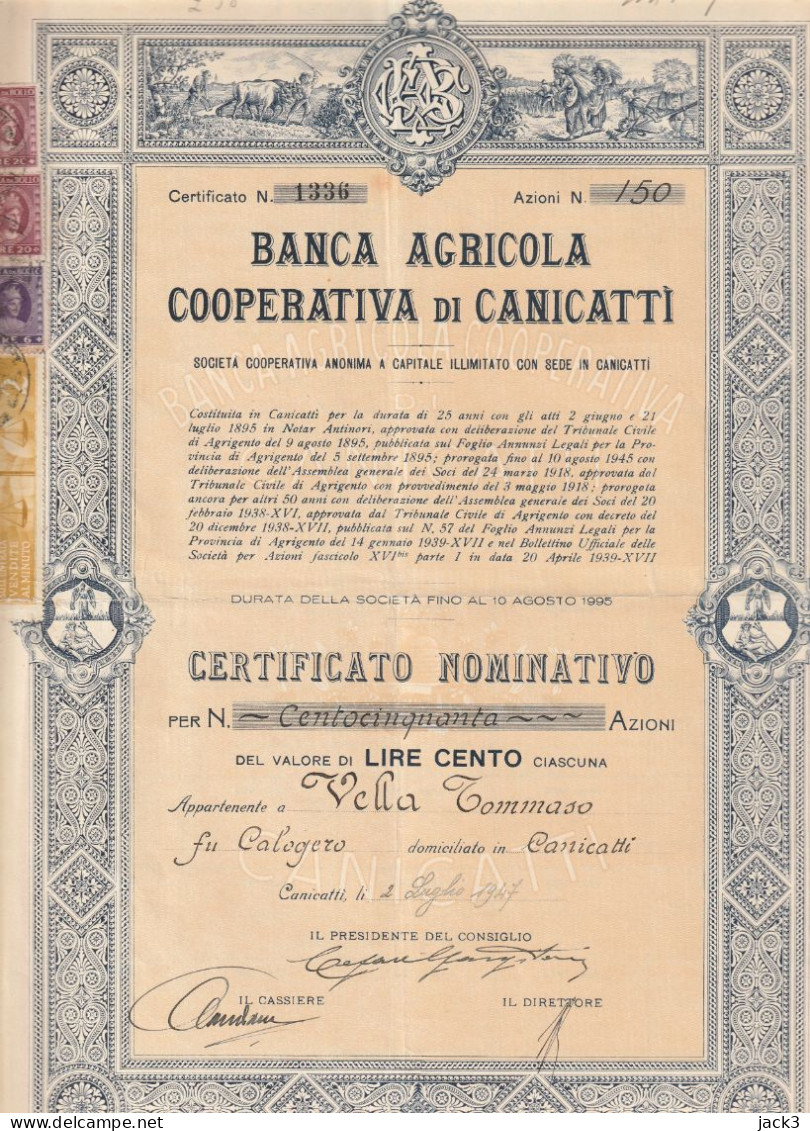 AZIONI - BANCA AGRICOLA COOPERATIVA DI CANICATTI - Landwirtschaft