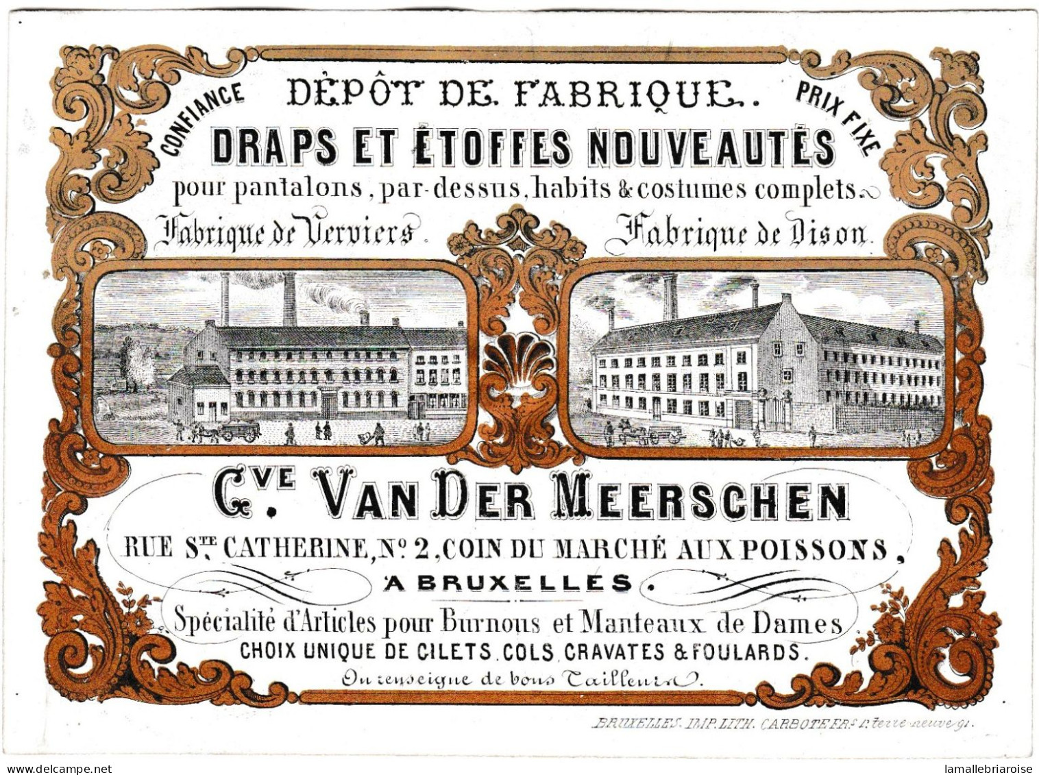 Belgique, Carte Porcelaine, Porseleinkaart, Gve. Van Der Meerschen, Draps Et Etoffes, Bruxelles, Dim:133x96mm, - Porcelaine