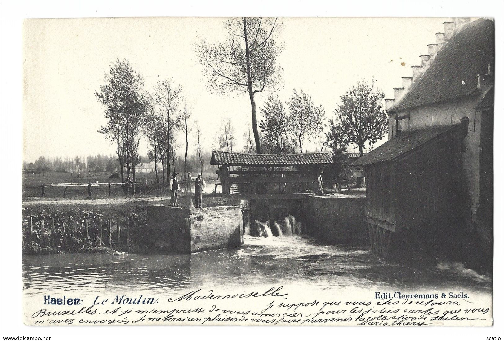 Haelen.   Le Moulin   -   Edit. Cleeremans A Saels.  -  PRACHTIGE KAART!   1903  Naar  Bruxelles - Halen