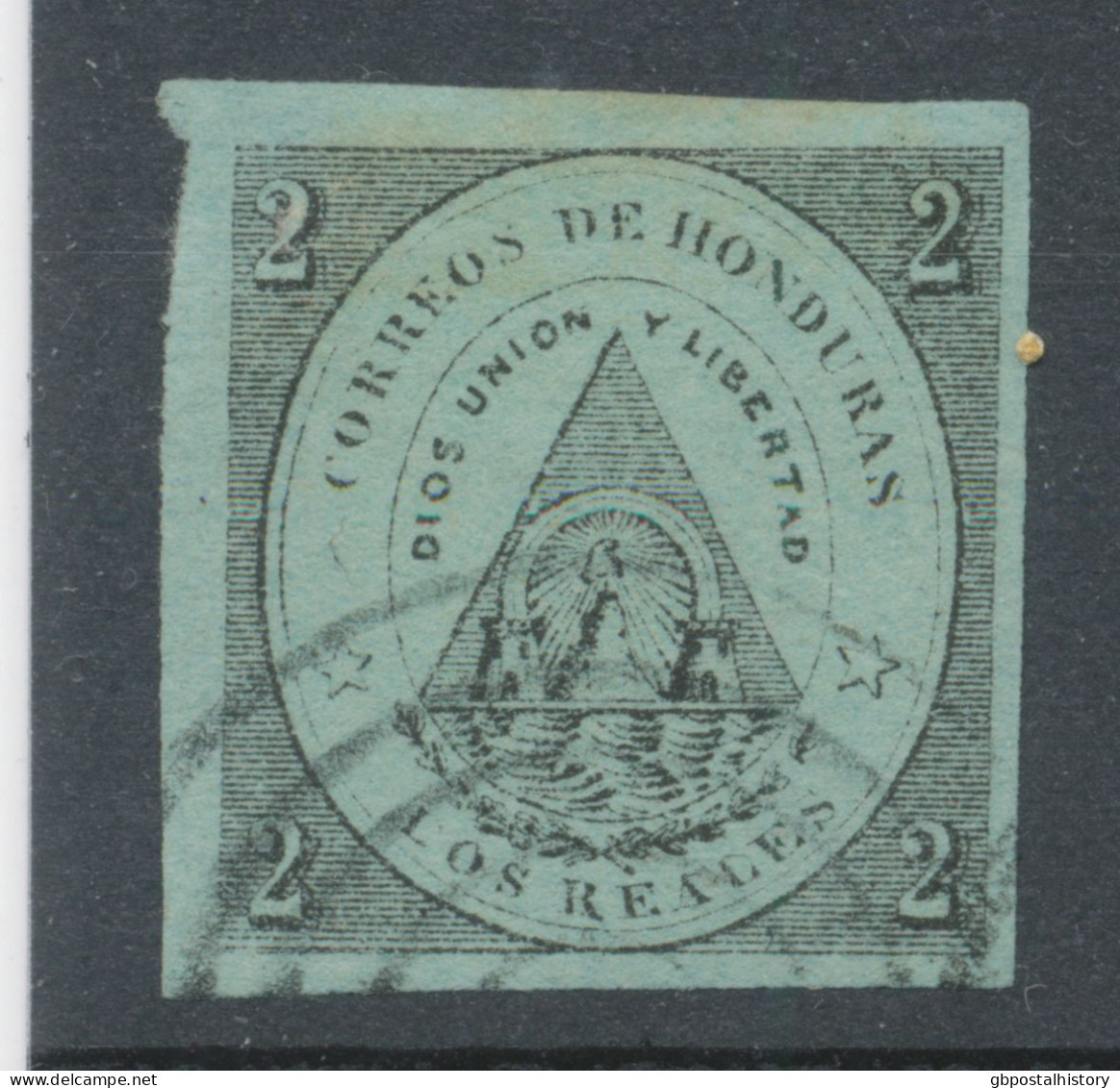 HONDURAS 1865 2R Black On Green Coat Of Arms Superb Used MAJOR VARIETY: „LOS“ Instead Of „DOS“, R! - Honduras