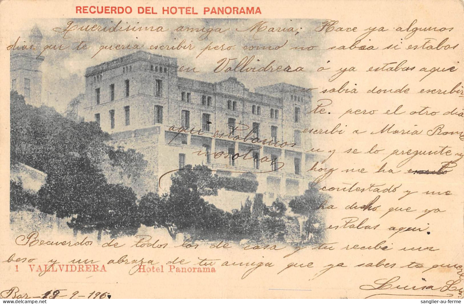 CPA ESPAGNE VALLVIDRERA HOTEL PANORAMA - Altri & Non Classificati