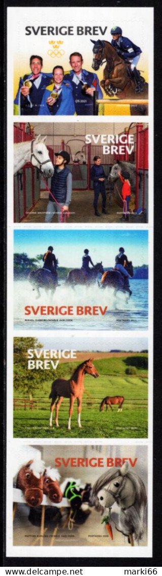 Sweden - 2023 - Equestrian Sport - From Hobby Horse Race To Gold Medals - Mint Self-adhesive Booklet Stamp Set - Unused Stamps