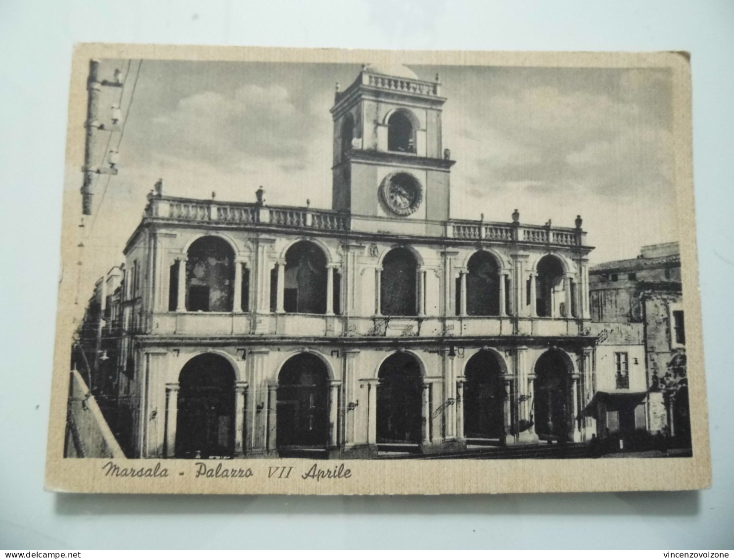 Cartolina Viaggiata  "MARSALA Palazzo VII Aprile" 1950 - Marsala