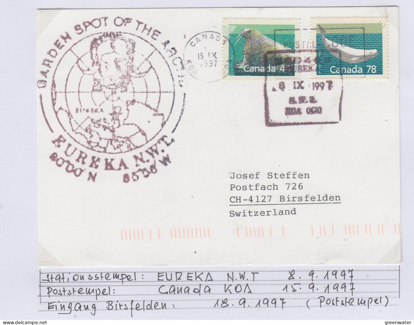 Canada Eureka Weather Station "Garden Spot Of The Arctic"  Ca Eureka 8.9.1997 (BS185) - Stations Scientifiques & Stations Dérivantes Arctiques