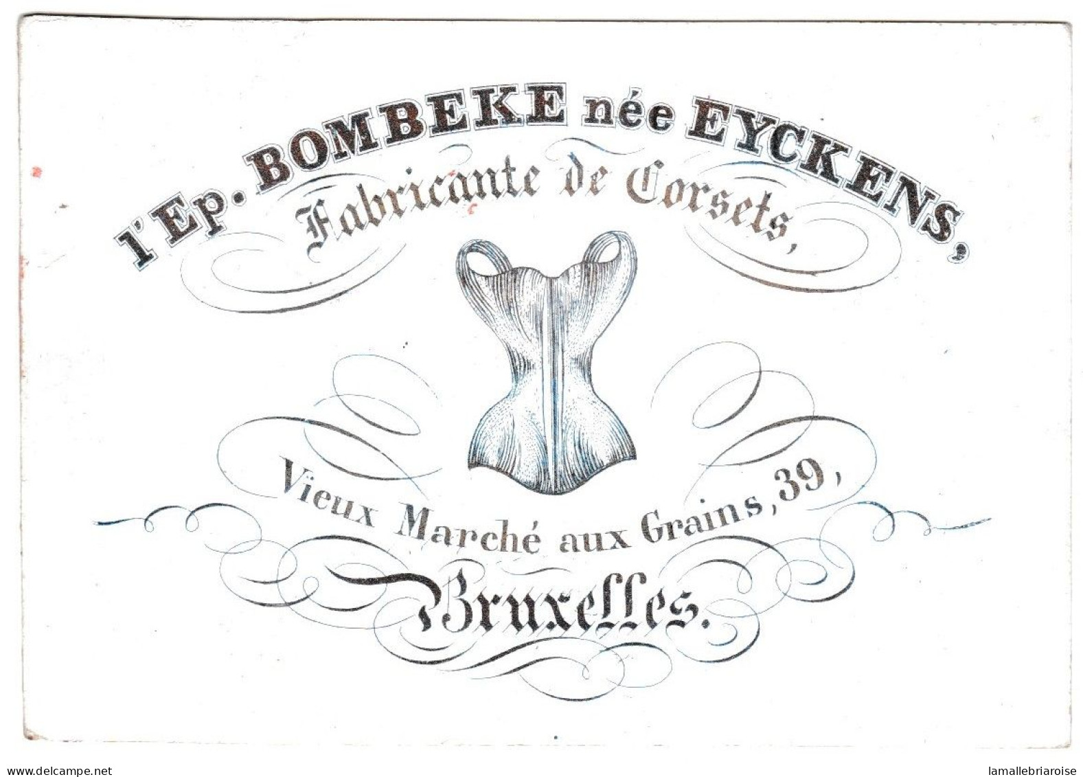Belgique, Carte Porcelaine, Porseleinkaart, L'Ep. Bombeke, Fabricante De Corsets , Bruxelles, Dim:95x65mm, - Porzellan