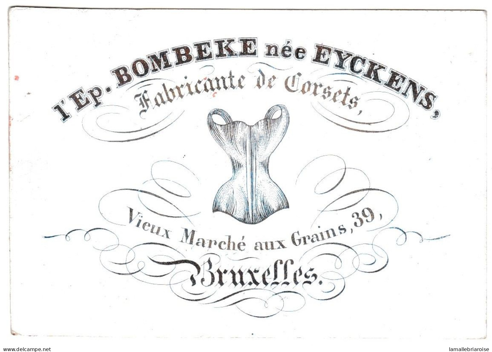 Belgique, Carte Porcelaine, Porseleinkaart, L'Ep. Bombeke, Fabricante De Corsets , Bruxelles, Dim:95x65mm, - Cartoline Porcellana