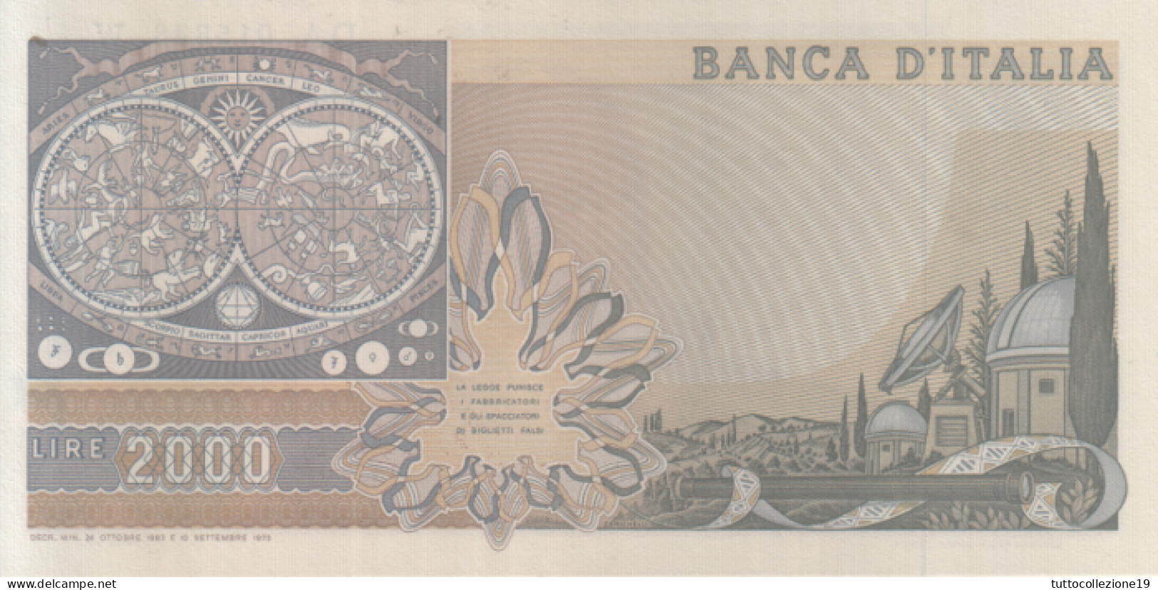 BANCONOTA  REPUBBLICA ITALIANA L. 2.000 GALILEO GALILEI - FDS - 2.000 Lire