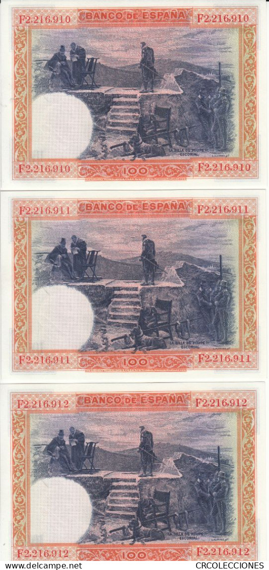 CRBS0750 TRIO BILLETES ESPAÑA 100 PESETAS 1925 SIN CIRCULAR - 100 Pesetas