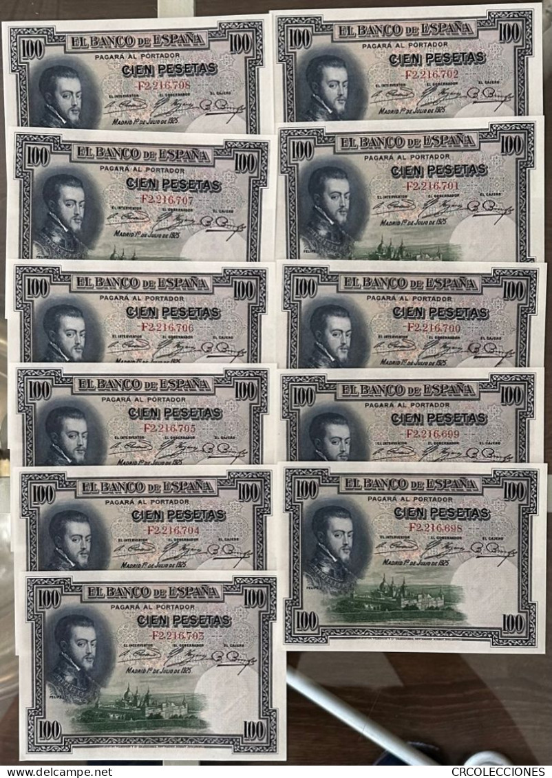 CRBS0753 LOTE 11 BILLETES ESPAÑA 100 PESETAS 1925 SIN CIRCULAR - 100 Pesetas