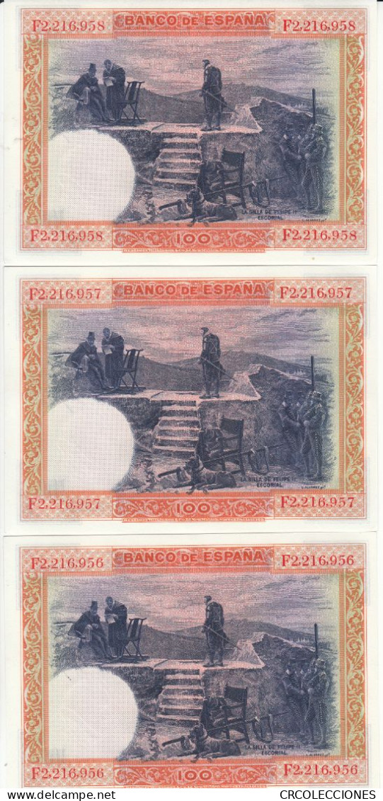 CRBS0755 TRIO BILLETES ESPAÑA 100 PESETAS 1925 SIN CIRCULAR - 100 Pesetas