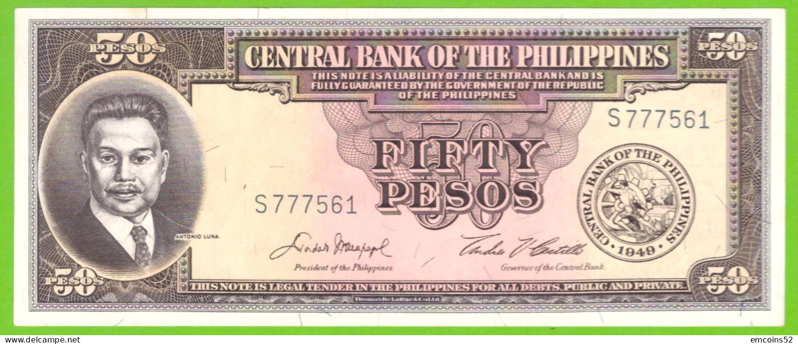 PHILIPPINES 50 PESOS 1949/1969 P-138d UNC - Philippines