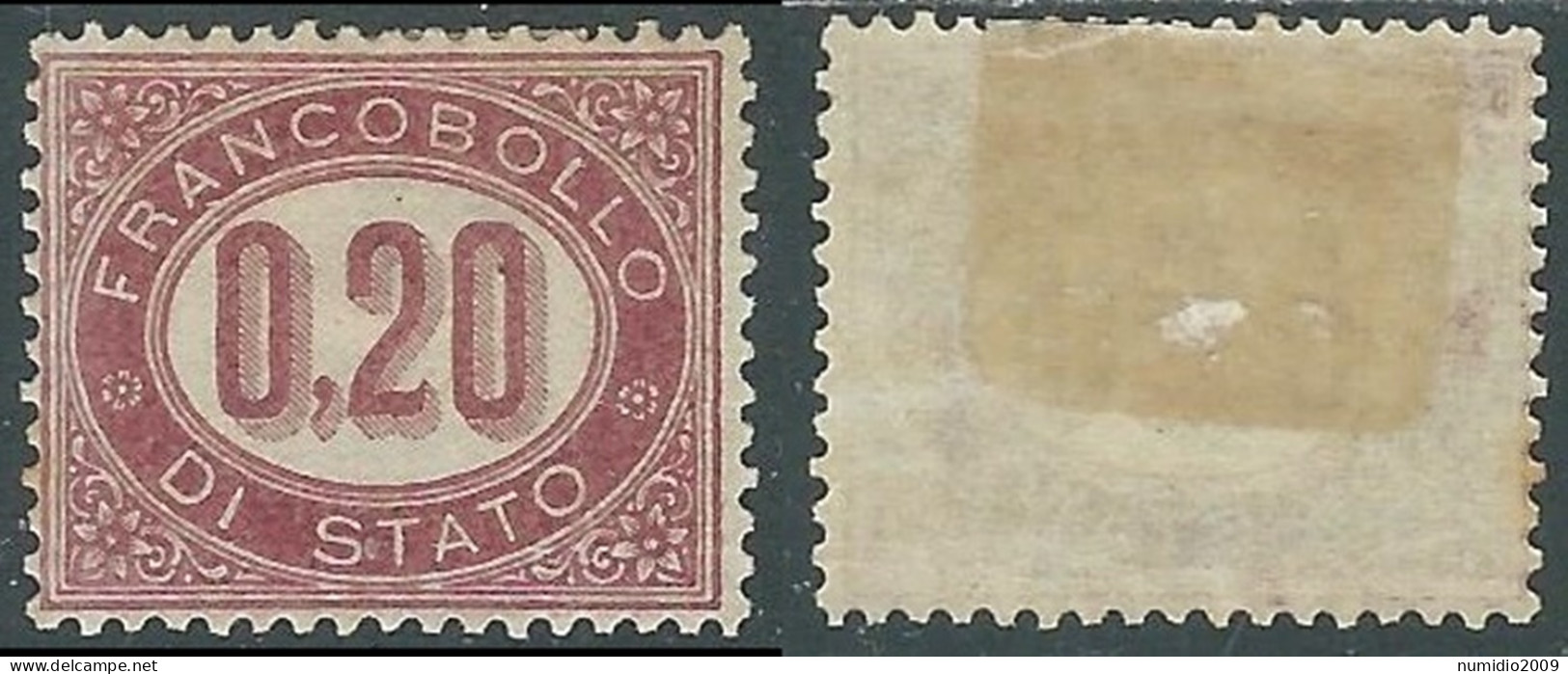 1875 REGNO SERVIZIO DI STATO 20 CENT MH * - RE28-2 - Oficiales