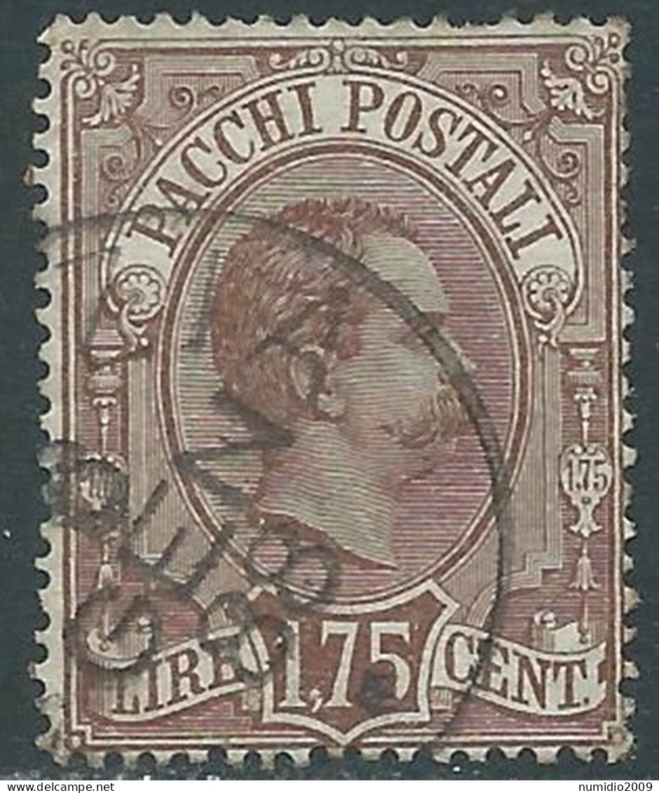 1884-86 REGNO PACCHI POSTALI USATO 1,75 LIRE - RE29 - Paketmarken