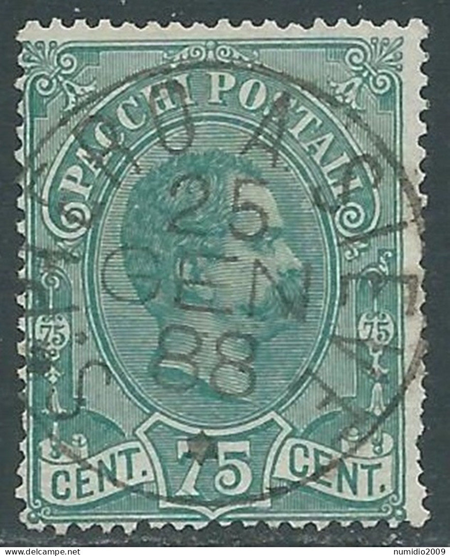 1884-86 REGNO PACCHI POSTALI USATO 75 CENT - RE29 - Paketmarken