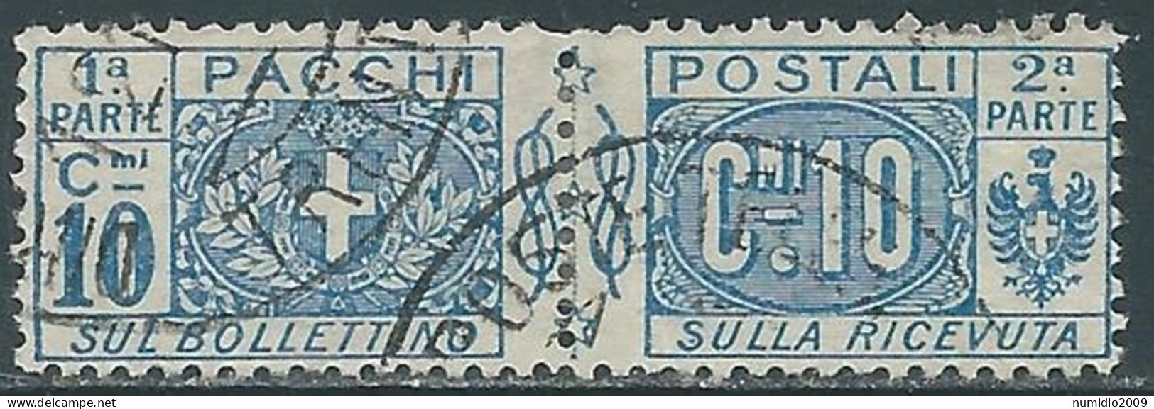 1914-22 REGNO PACCHI POSTALI USATO 10 CENT - I3-6 - Postal Parcels