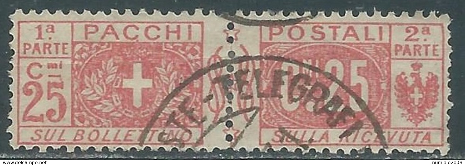 1914-22 REGNO PACCHI POSTALI USATO 25 CENT - I3-6 - Pacchi Postali