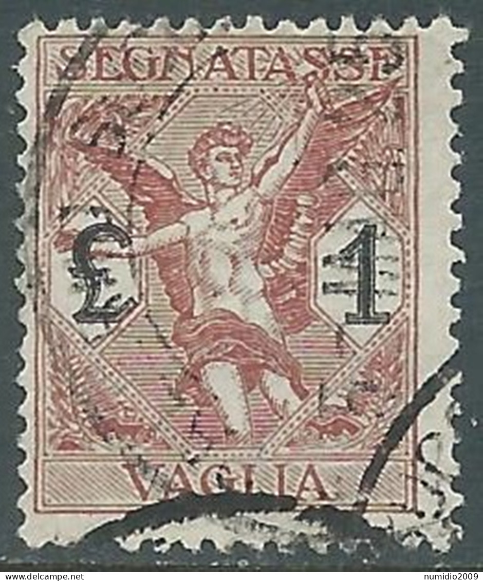 1924 REGNO SEGNATASSE PER VAGLIA USATO 1 LIRA - RE28-4 - Vaglia Postale