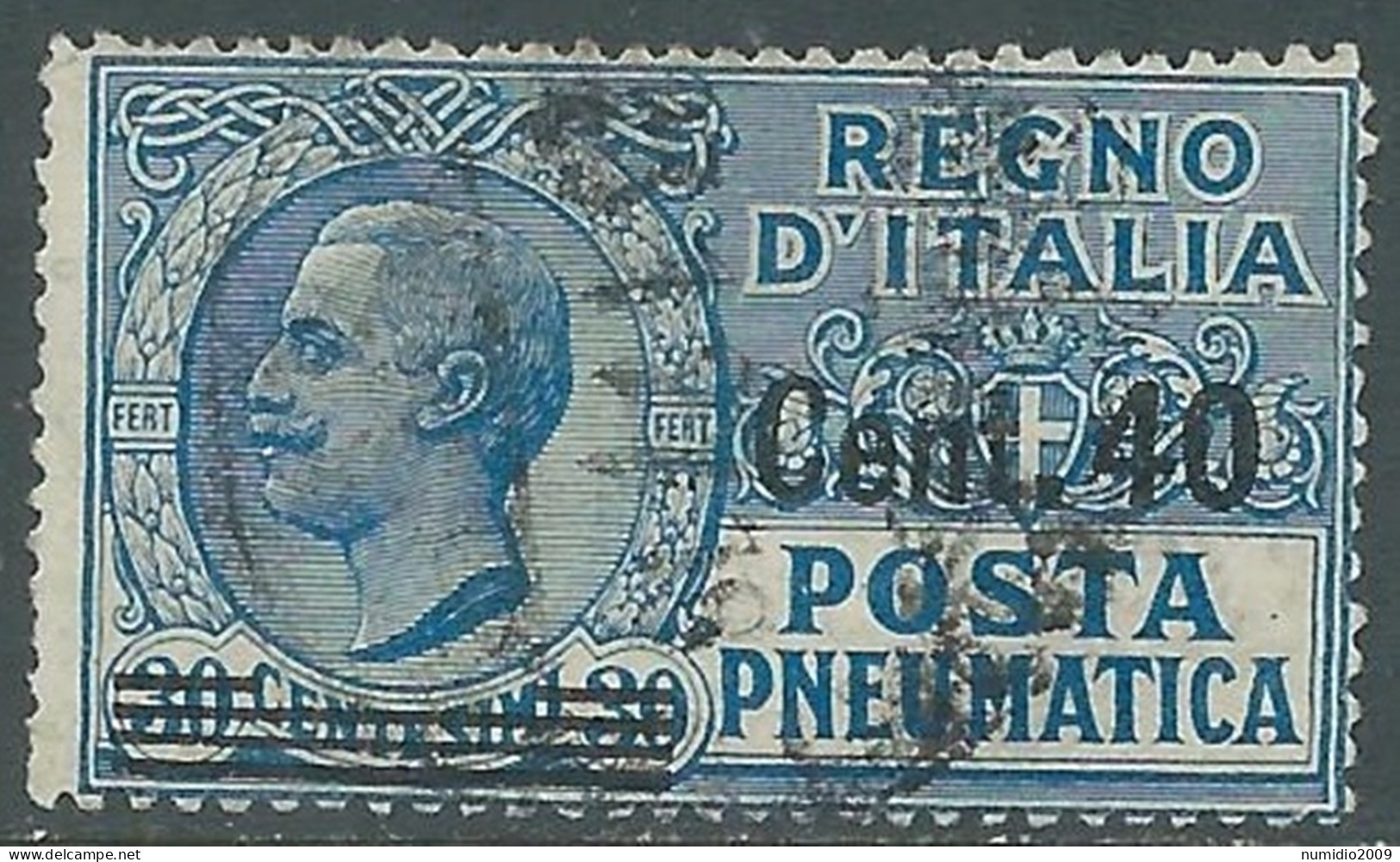 1924-25 REGNO POSTA PNEUMATICA USATO SOPRASTAMPATO 40 SU 30 CENT - RE26-7 - Correo Neumático