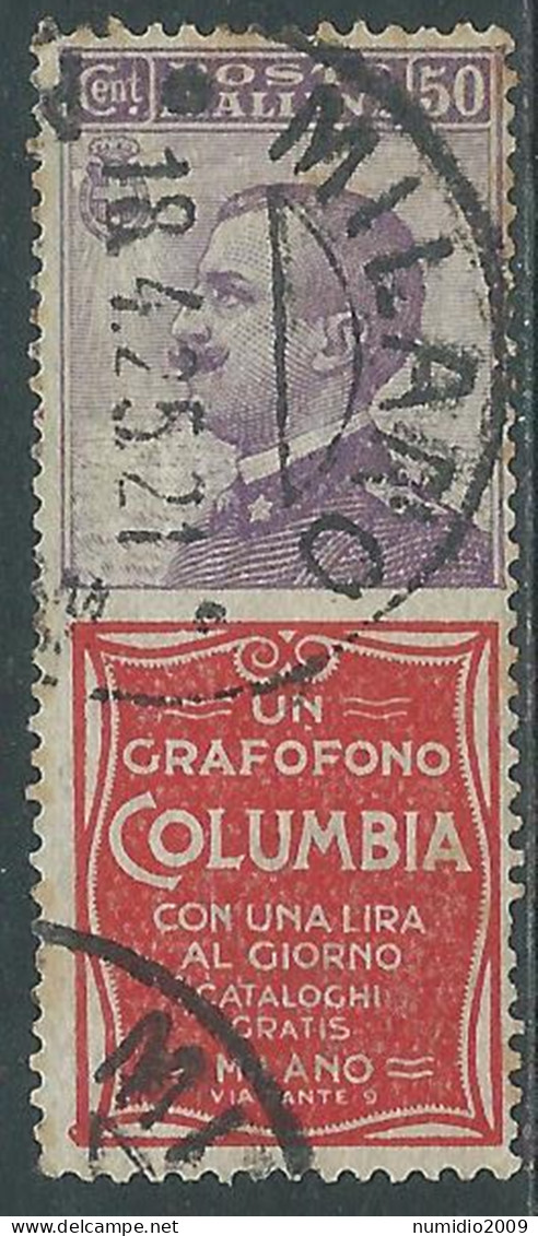 1924-25 REGNO PUBBLICITARI USATO 50 CENT COLUMBIA - RE26 - Reclame