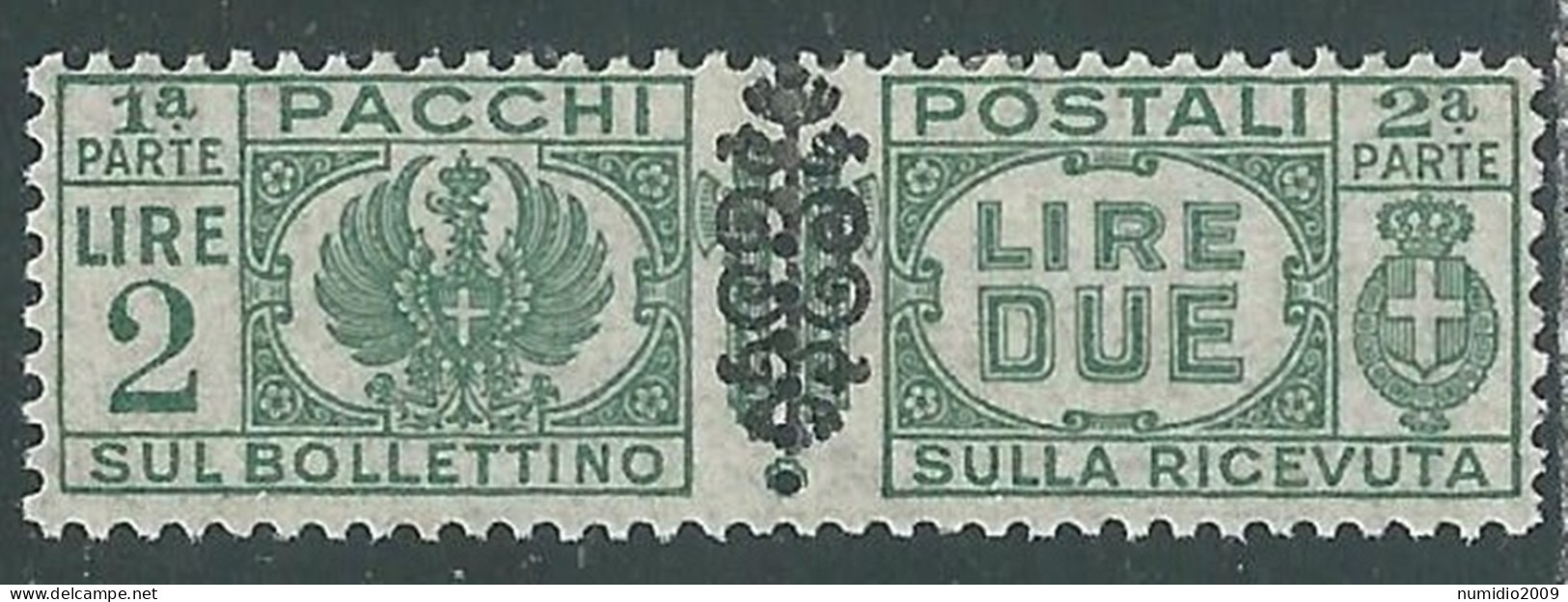 1945 LUOGOTENENZA PACCHI POSTALI 2 LIRE MH * - I18-6 - Postal Parcels