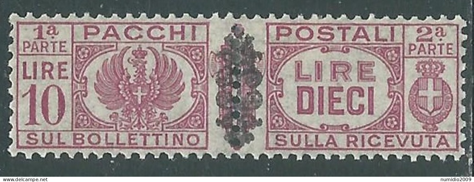 1945 LUOGOTENENZA PACCHI POSTALI 10 LIRE MH * - I18-6 - Colis-postaux