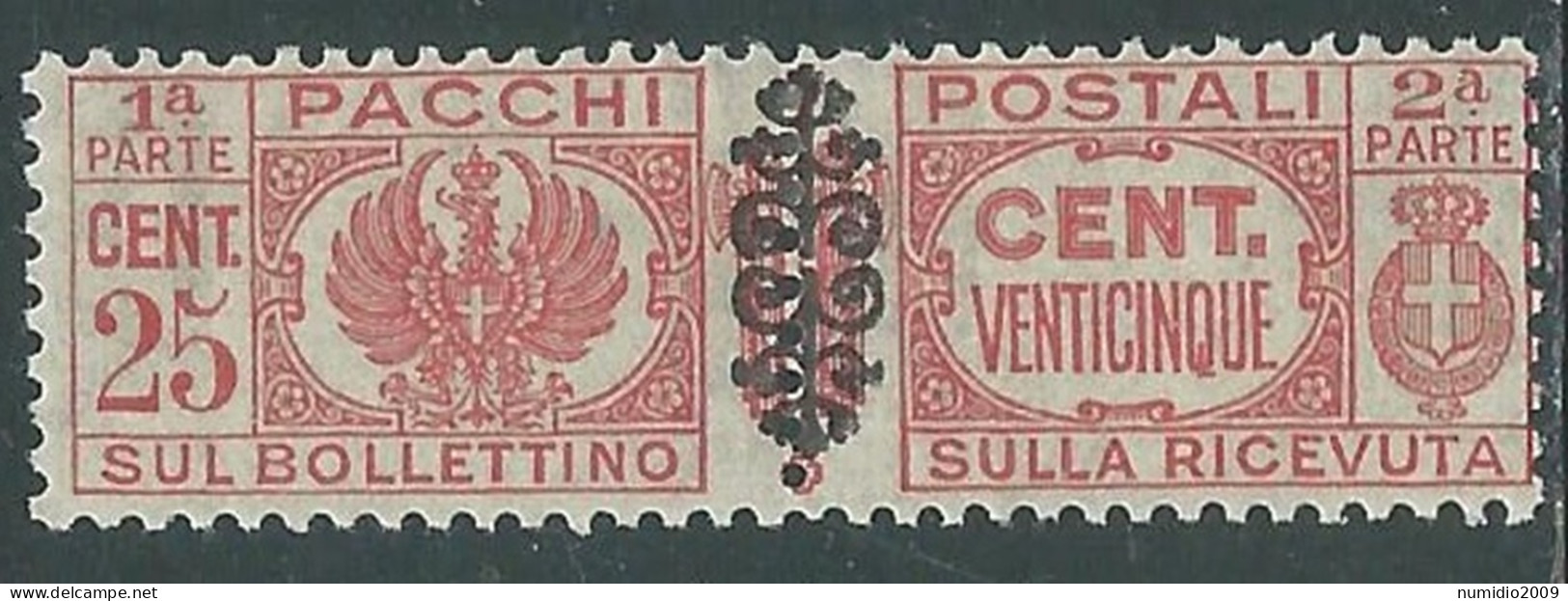 1945 LUOGOTENENZA PACCHI POSTALI 25 CENT MH * - I18-5 - Paketmarken