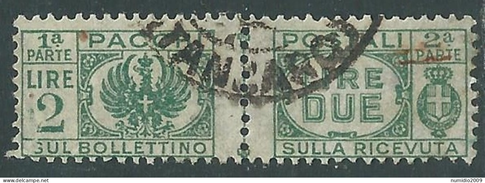 1946 LUOGOTENENZA PACCHI POSTALI USATO 2 LIRE - I18-9 - Colis-postaux