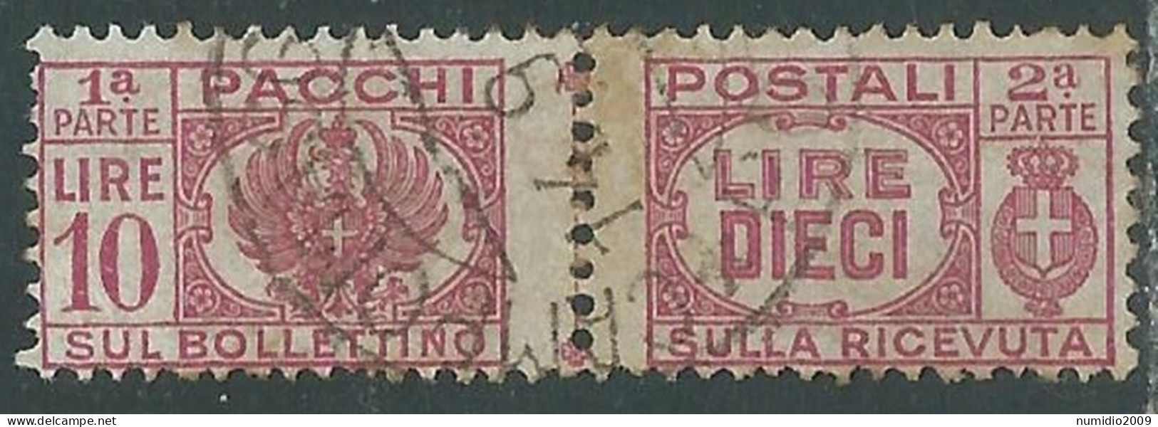 1946 LUOGOTENENZA PACCHI POSTALI USATO 10 LIRE - I18-9 - Colis-postaux