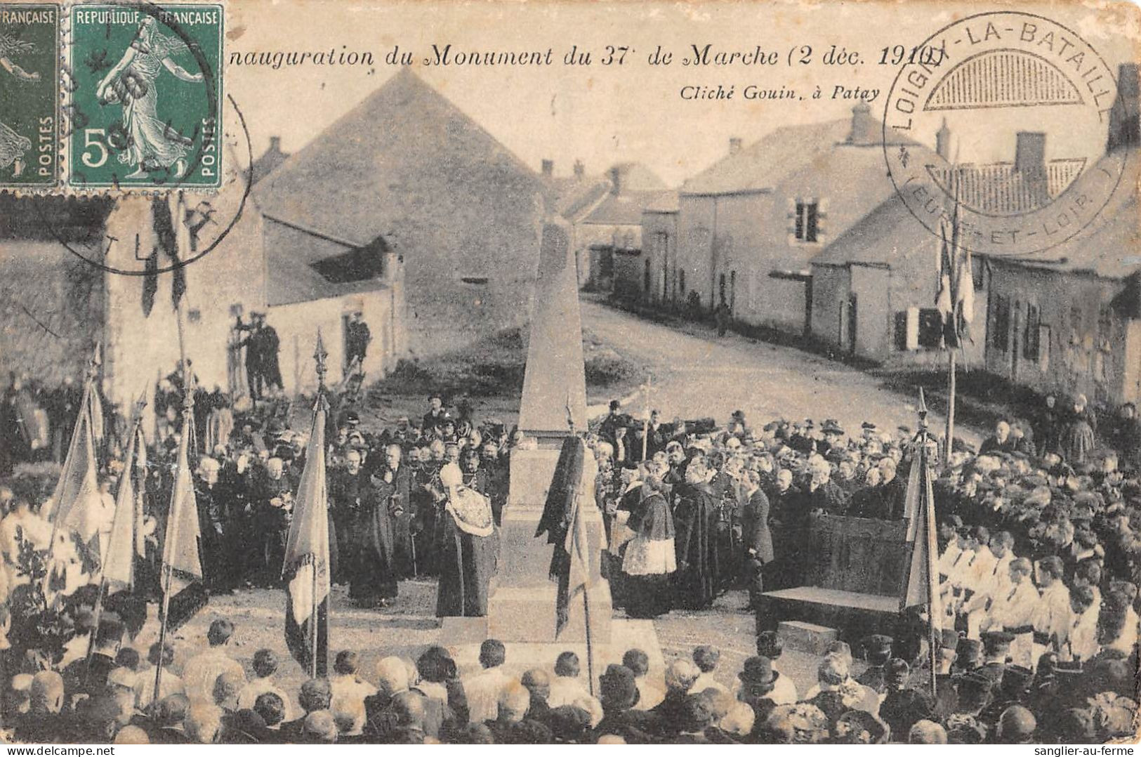 CPA 28 LOIGNY LA BATAILLE INAUGURATION DU MONUMENT DU 37e DE MARCHE 1910 / CPA RARE - Other & Unclassified