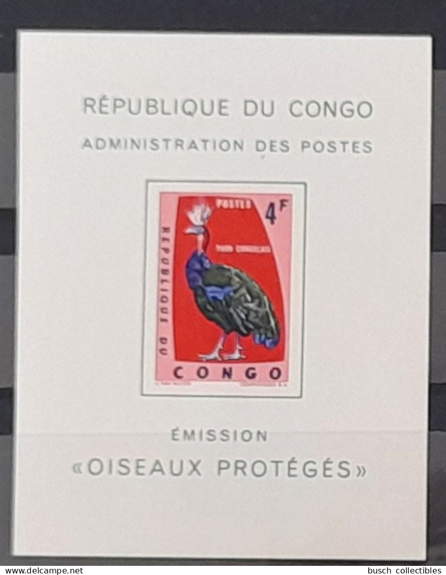 Congo Kinshasa 1964 COB LX488 Feuillet De Luxe Proof Oiseaux Protégés Birds Vögel Faune Fauna Paon Peacock Pfau - Pavoni