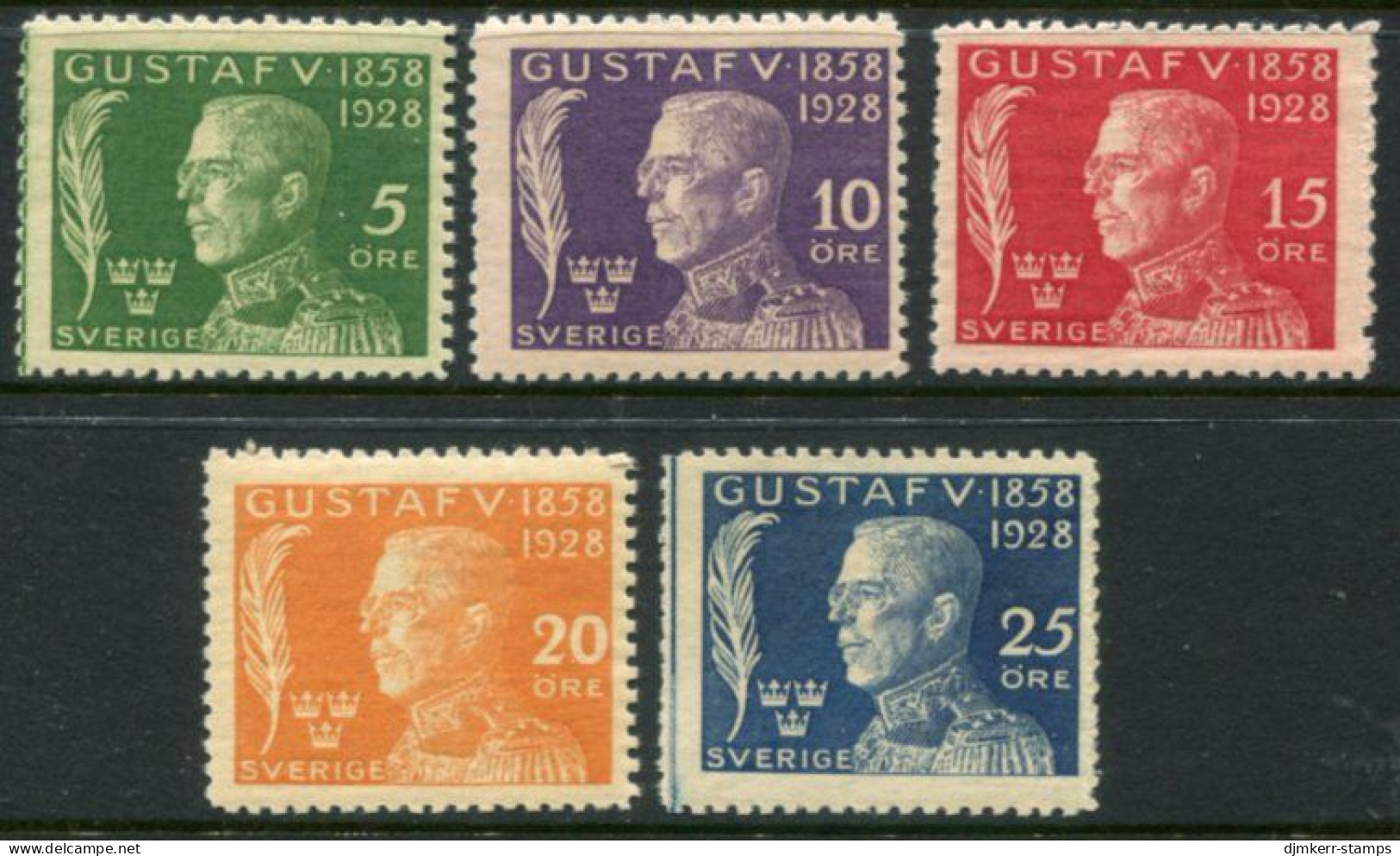 SWEDEN 1928 Birthday Of Gustav V MNH / **, .  Michel 208-12 - Unused Stamps