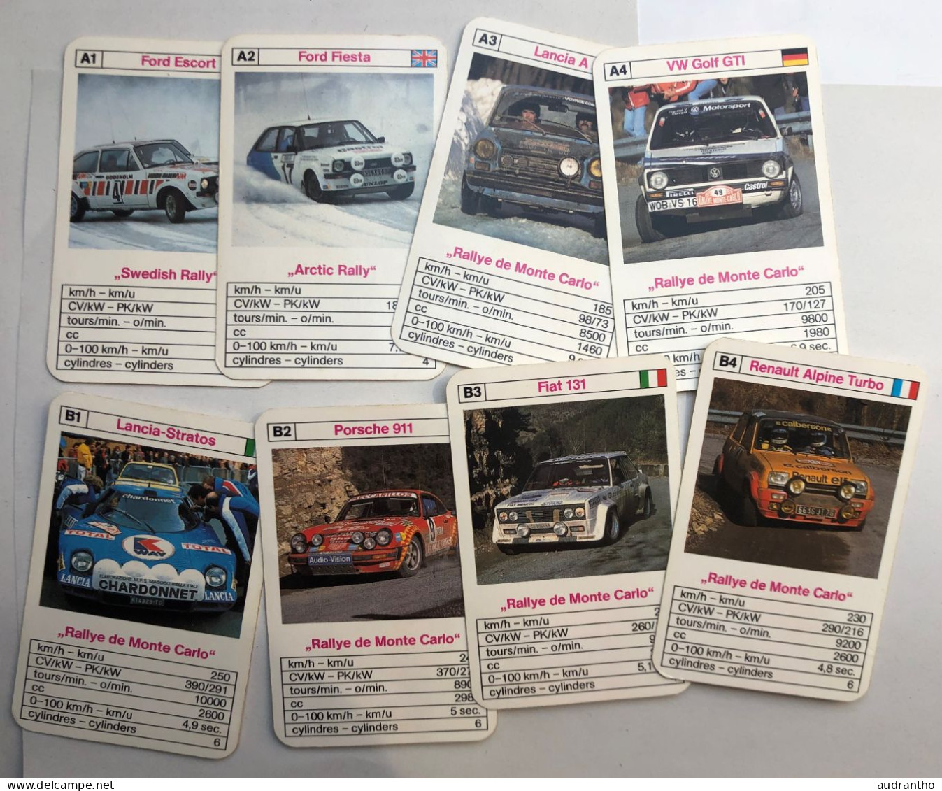 Jeu De 32 Cartes Vintage De 1982 Type 7 Familles - TOP ASS Voiture De Rallye - Peugeot 2CV-Cross Golf Saab - Trading Cards