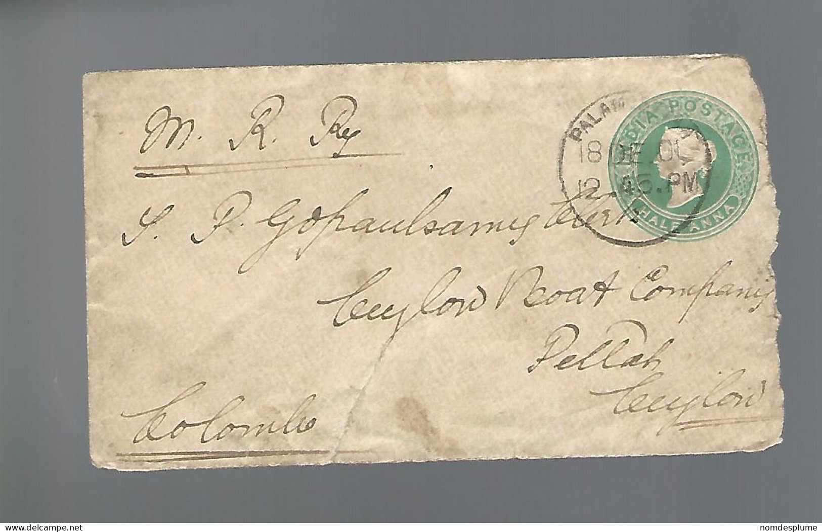 58618) India Post Mark Cancel 1901  - Enveloppes