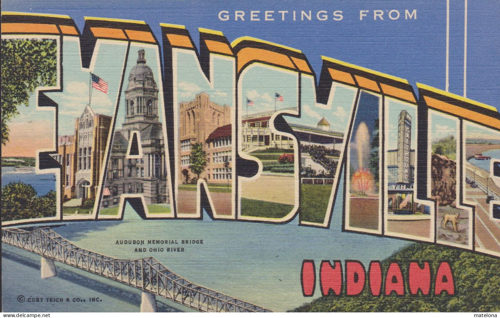 ETATS UNIS IN - INDIANA GREETINGS FROM EVANSVILLE - Evansville