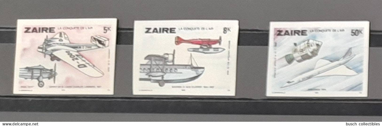 Congo Zaire 1978 COB 941 - 948 NON DENTELE IMPERF Conquête Air Avion Flugzeug Airplane Concorde 3 Val. - Unused Stamps