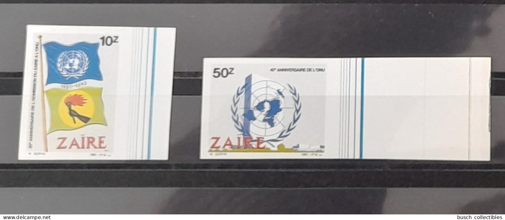 Congo Zaire 1985 COB 1291 - 1292 NON DENTELE IMPERF 40 ème Anniversaire ONU UN United Nations UNO - Nuevos
