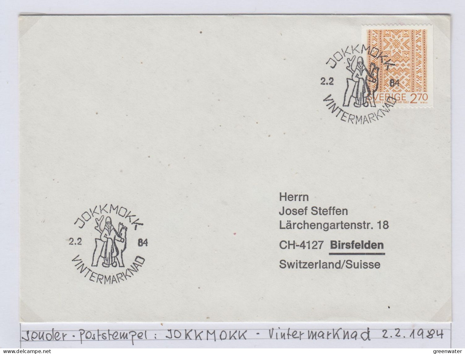 Sweden  Cover Ca Wintermarket Jokkmokk 2.2.1982 (BS192A) - Cartas & Documentos