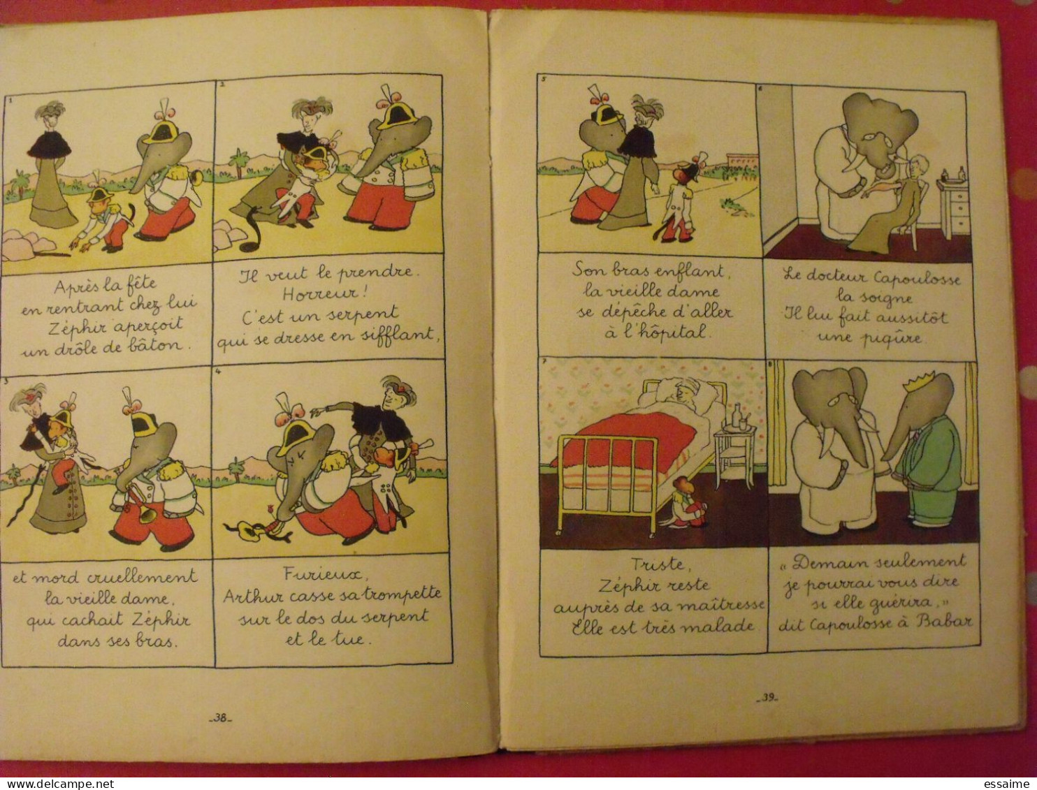 Le roi Babar. Jean de Brunhoff. Albums Babar Hachette 1950. toilé bleu