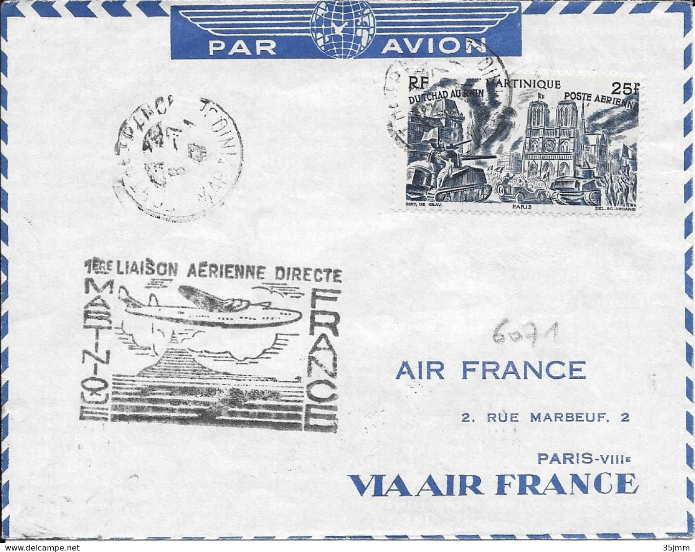 Martinique Lettre  Fort De France 1947 - Poste Aérienne