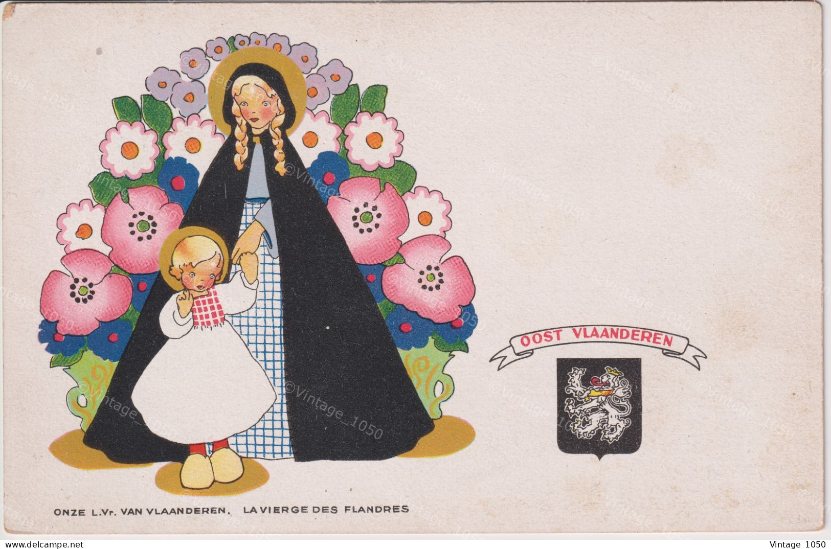 La BELGIQUE FOLKLORIQUE N°6 La Vierge Des Flandres -Onze L.Vr.Van Vlaanderen   +/- 9x14cm  #1001 - Collezioni E Lotti