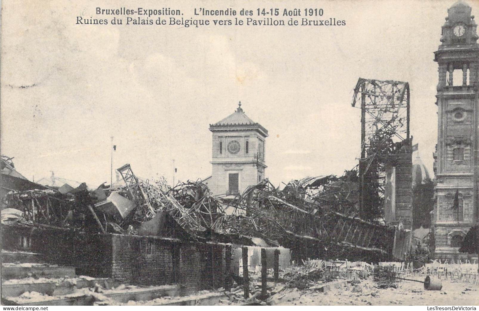 BELGIQUE - Bruxelles-Exposition - L'Incendie Des 14-15 Aout 1910 - Ruines Du Palais De Belgique - Carte Postale Ancienne - Expositions Universelles